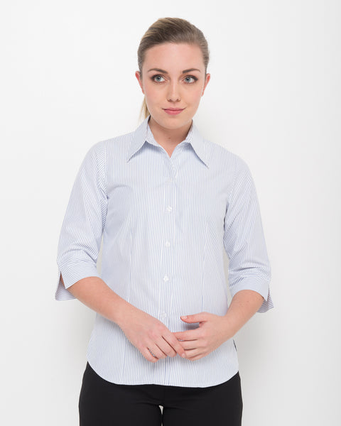 2172-BK-PNM BLU Ladies 3/4 sleeve shirt