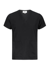553-PS-PPS BLACK Unisex stretch clinical scrub top