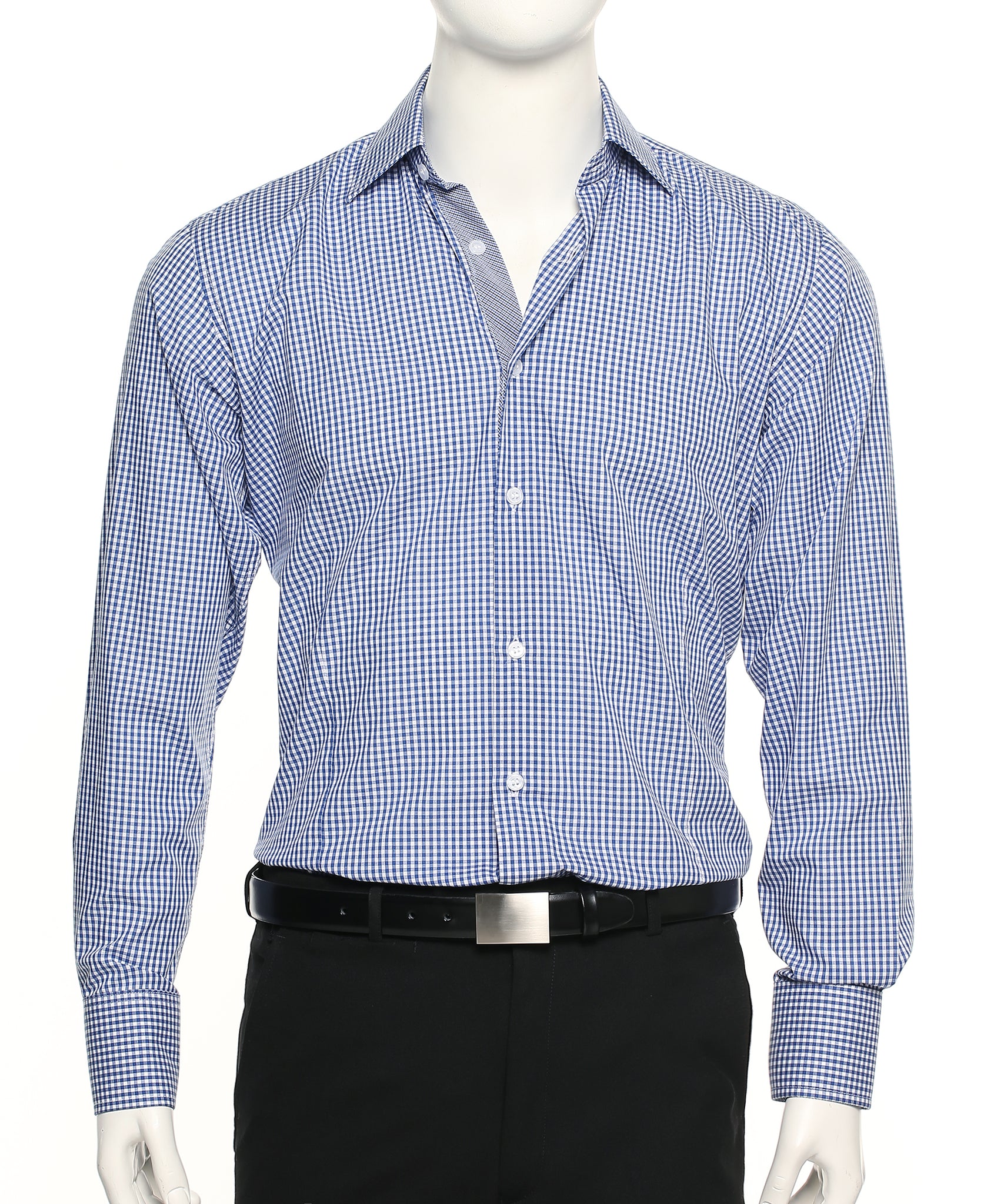 2010L-GI-PHE BLUE Men's check shirt