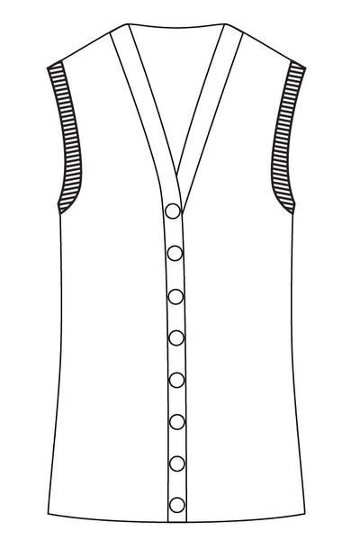 WBV2-PHE NAVY Long line button vest